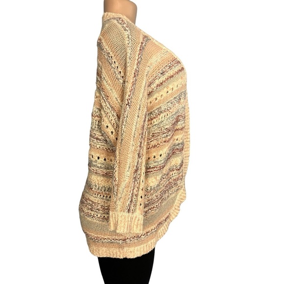 Chicos Open Front Knit Cream and Pink Cardigan - Picture 4 of 8